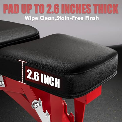 RitFit Adjustable/Foldable Utility Weight Bench for Home Gym - color: RED