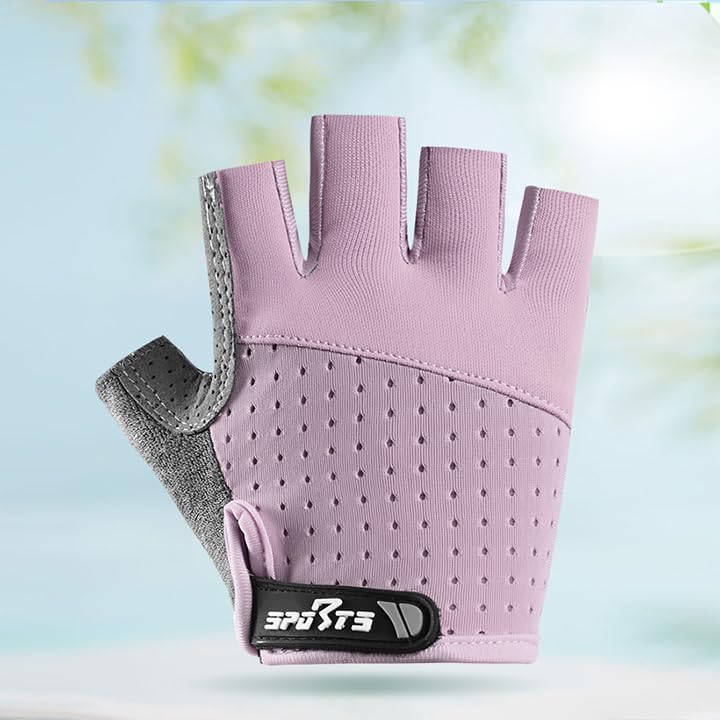 Kids-Fingerless-Cycling-Gloves Non-Slip Exercise Gloves for Youth Girls - color: Pink, size: Large