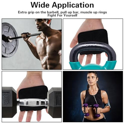Gym Gloves for Men Weight Lifting, Four-Finger Leather Pull Up Gloves, Anti-Slip Men's Weightlifting Glove Workout Palm Guard Glove, Weight Lifting Glovess for Men Women Fitness Training (Black)
