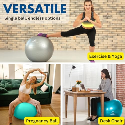ProBody Pilates Yoga Ball - Vibrant Colors Exercise Ball - color: Slate, size: L: 23-26" (65 cm)