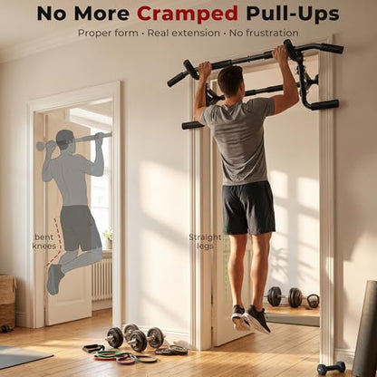 EAST MOUNT 2026 Upgrade Doorway Pull Up Bar for Door Frame, Adjustable Height & Width(29.5"–37.4"), No Screws, No Damage, No Removal Needed, 440 lbs Heavy Duty Home Gym Chin Up Bar