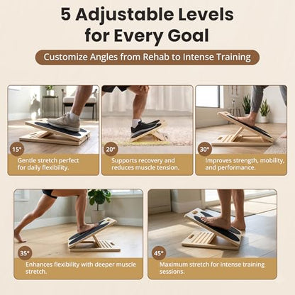 2 in 1 Slant Board for Exercise – Balance Board for Adults, Calf Stretch Board – Stretch & Mobility Board for Physical Therapy – Anti Slip Design with 5 Adjustable Angle, 500 lb Capacity