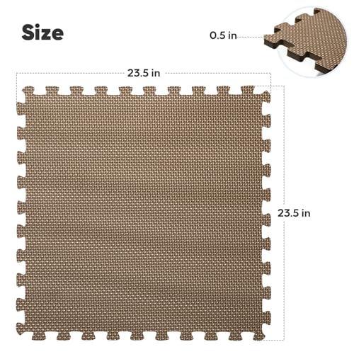 32 Pack Home Gym Mat, Puzzle Exercise Mat, EVA Interlocking Foam Floor Tiles for Home Workout Equipment and Kids' Play Areas - Blue, 24 in x 24 in x ½ in - (Brown, 32 Pack(128 SQ FT))