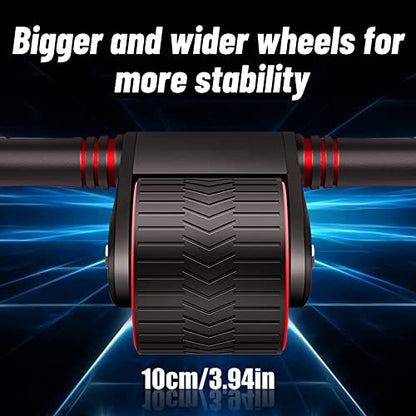 Automatic Rebound Abdominal Wheel With Kneeling Pad, Ab Wheel Roller With Mobile Phone Bracket For Abdominal Core Strength Training (Red)