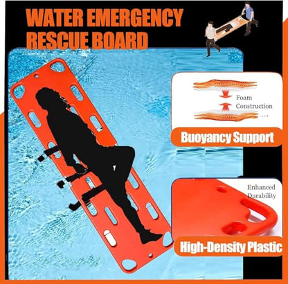 Foldable Spine Board Emergency Rescue Stretcher – Water Floating Plastic Backboard for Patient Transport with Safety Seat Belts, 350 lbs Weight Capacity (4Folds) - size: 4Folds