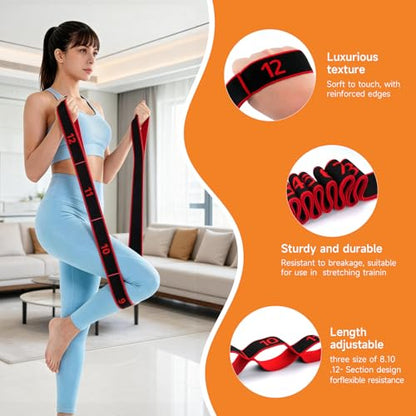 3PCS Numbered Stretch Resistance Band, 8.10.12-Loop Elastic Training Bands for Stretching, Yoga, Multi-Loop Fitness Band for Flexibility & Strength Training