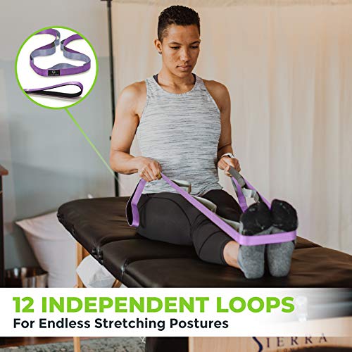 Stretching Strap for Physical Therapy, 12 Multi-Loop Stretch Strap 1" W x 8' L, Neoprene Handles, Physical Therapy Equipment, Yoga Straps for Stretching, Leg Stretcher.