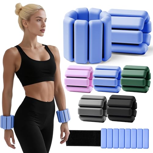 Weighted Bangles for Wrist and Ankle Weights for Women Each (Set of 2) | Workout Weights for Yoga, Pilates & Walking | Leg & Arm Weights Men - color: Blue, size: 1LB