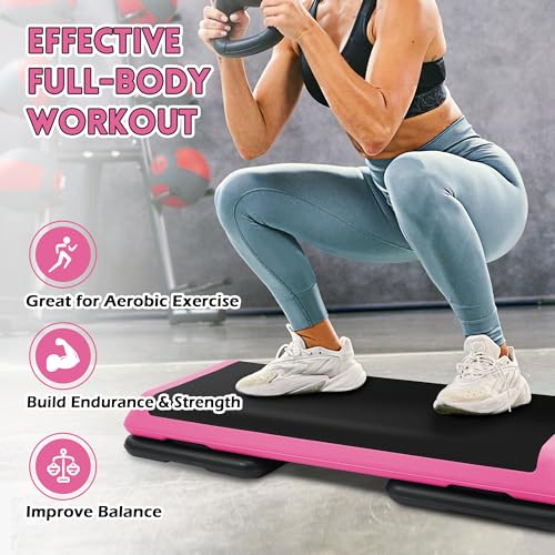 Fitvids Step Aerobic Platform, Exercise Step with 5 levels Adjustable Height, 4 Stackable Risers, Fitness Training Workout Stepper for Home Gym, Cardio Strength, Multiple Options
