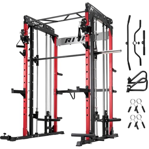 RitFit M1 Pro Smith Machine Cable Crossover Power Cage Home Gym - color: RED, size: M1