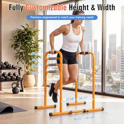Adjustable Dip Bar, Parallel Bars Dip Equipment for Calisthenics, Heavy Duty Steel Dip Station with Soft High-Density Foam Handles for Home Gym Patio Office