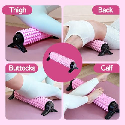 Foam Roller with Detachable Stand, 18” Deep Tissue Massage Roller, Beginner-Friendly Support Design for Muscle Recovery, Home Workout & Fitness - Pink - color: Pink
