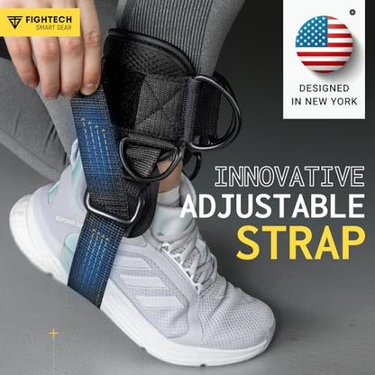 FIGHTECH Ankle Straps Cable Machine Attachment for Gym - Cable Kickback Ankle Straps - Padded Ankle Cuffs for Glute Kickbacks and Leg Workouts - color: Pro Black