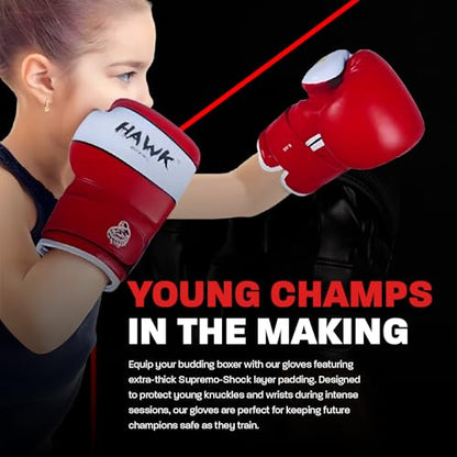 Kids Boxing Gloves for Kids Children Youth Punching Bag Kickboxing Muay Thai Mitts MMA Training Sparring Gloves Red, 6 oz
