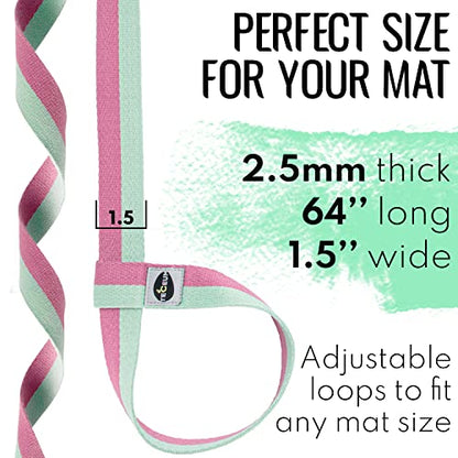 TECEUM Yoga Mat Strap – Extra Soft & Thick Cotton Carrier for All Mats - color: Lavander Green, size: 64 IN (Pack of 2)