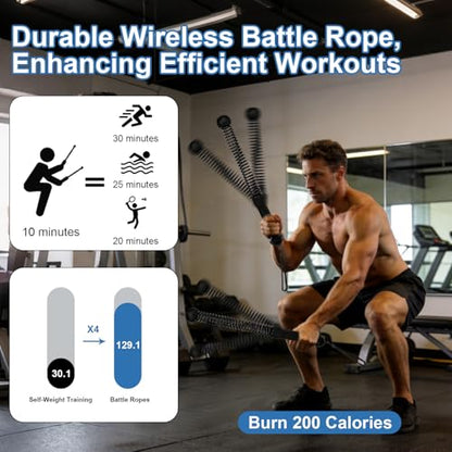 2pcs Weighted Ropeless Battle Ropes for Home Gym, Heavy Duty Weighted Cordless Battle Ropes for Men Women, Portable Exercise Workout Equipment for Strength Building, HIIT, SOGA para Ejercicios