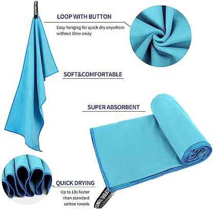 Microfiber Travel Towel, Quick Dry Camping & Gym Towel. Compact - color: Marineblue, size: M:20"×40"