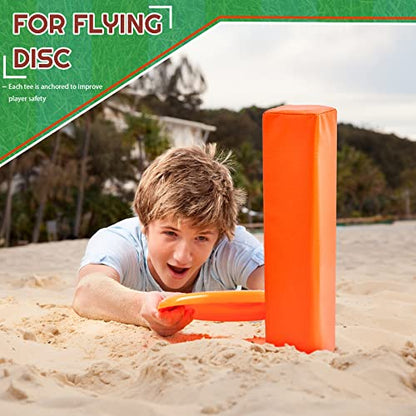 8 Pcs Football End Zone Pylons Anchorless Pylon Markers Sand Weighted, Regulation 18" x 4" x 4", Orange