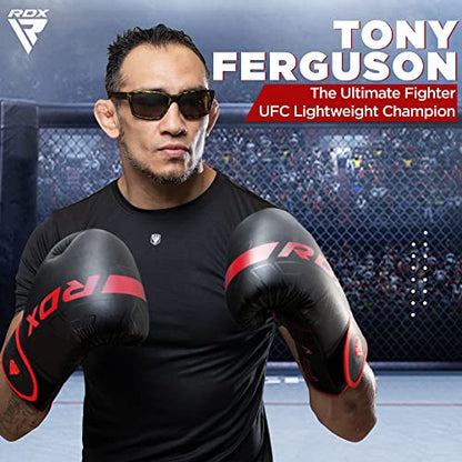 RDX Boxing Gloves, Pro Training Sparring, Maya Hide Leather, Muay Thai MMA Kickboxing, Men Women Adult, Heavy Punching Bag Focus Mitts Pads Workout, Ventilated Palm, Multi Layered, 8 10 12 14 16 18 Oz - color: RED, size: 8 OZ