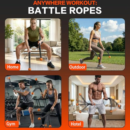 Ropeless Battle Ropes for Home Gym, Portable Cordless Weighted Battle Rope - size: Standard Orange