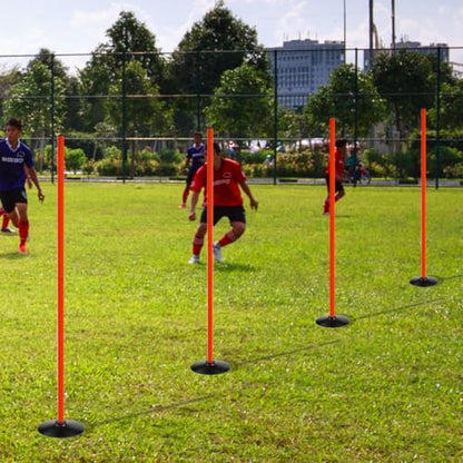 Orange Soccer Agility Poles Set Detachable Sports Trainning Speed Pole Slalom Poles with Rubber Base Sport Traning Equipment - color: Pack of 6, style: 4.9 FT