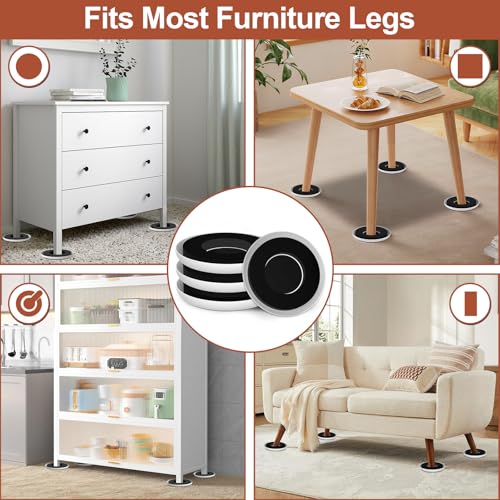 Furniture Sliders for Carpets - Anti-Slip Groove for More Secure Grip - size: 4.3in Round 4Pack