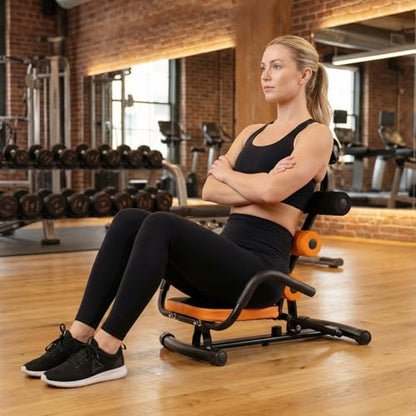 GYMAX Ab Machine, Adjustable Sit Up Exercise Equipment with Foam Roller & Handle, Multifunctional Workout Ab Trainer for Home Gym, Core Muscle Exercise Bench Press for Men Women