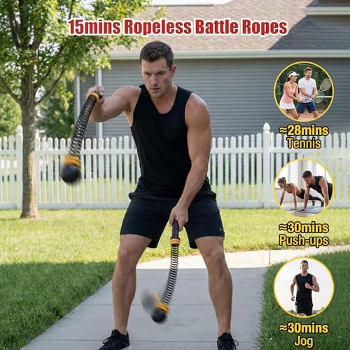 TOMSHOO 2PCS Ropeless Battle Ropes Portable Weighted Workout Ropes for HIIT Arm Exerciser Rope Cordless Home Gym Equipment for Men & Women