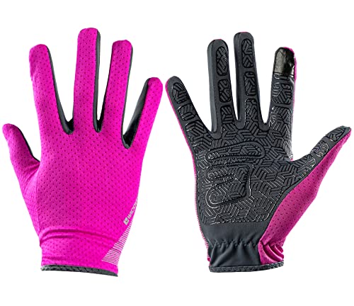 Full Finger Hiking & Cycling Gloves - Thin Gloves for Men & Women - UV Protection, Great for Adult Bikes, Driving & Gym - color: Rose Red, size: Medium
