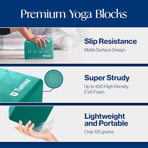 Yoga & Stretching Essentials Bundle: 10-Loop Non-Elastic Stretch Strap for Physical Therapy, Yoga, Pilates & 2-Pack High-Density EVA Foam/Cork Yoga Blocks with 8FT Strap Set and E-Book