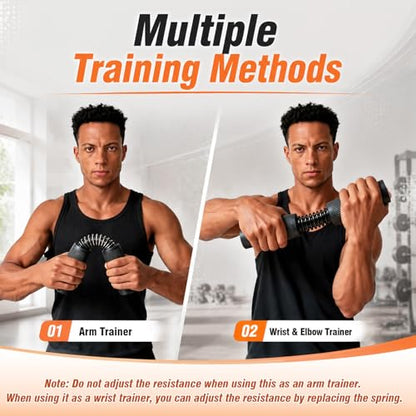 Forearm & Wrist Strength Trainer, Adjustable Resistance Forearm Exerciser with Interchangeable Springs Design, Beginner to Advanced Portable Arm Exercise Equipment for Home, Gym, Office