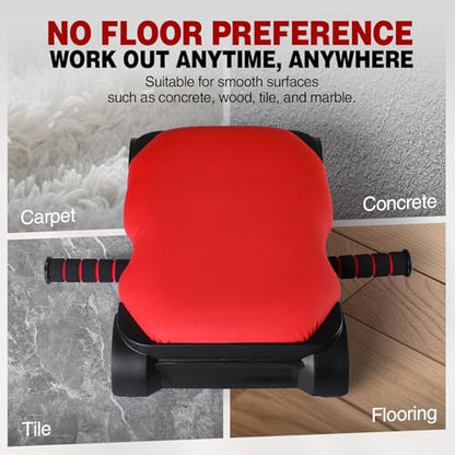RedSwing Automatic Rebound Abdominal Wheel, 4-Wheel Roller Abdominal Trainer, Core Workout Ab Roller Wheel for Plank, Red