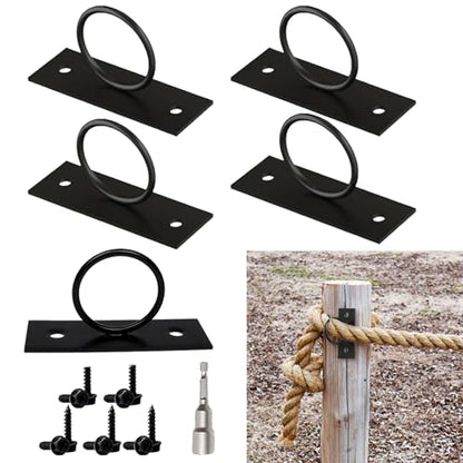 5PCS 2inch Rope Fence Bracket Holders, Ring Rope Support Battle Rope Anchor Decorative Rope Holder for Rope Fences, Stair Railings, Wall Hooks, Ceiling Hooks