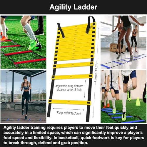 Basketball Training Equipment, Dribble Trainer, Footwork Training, Training Aids with Basketball Training Mat,Agility Ladder,Hand Grip Strengthener,Resistance Bands