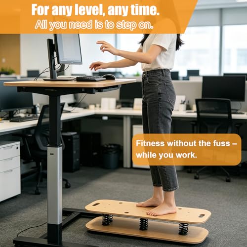 Wooden Balance Board – 400 lbs Capacity 360° Dynamic Spring Rebound Wobble Board Exercise Equipment Balance Trainer for Adults Kids Core Strengthening Standing Desk Physical Therapy Surf Training Home Workout - size: rectangle