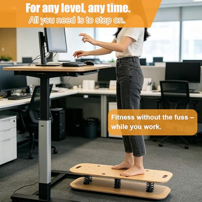 Wooden Balance Board – 400 lbs Capacity 360° Dynamic Spring Rebound Wobble Board Exercise Equipment Balance Trainer for Adults Kids Core Strengthening Standing Desk Physical Therapy Surf Training Home Workout - size: rectangle