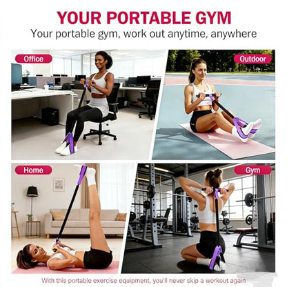 Upgraded 55LBS Exercise Resistance Bands for Fat Burning & Toning, Adjustable Full-Body Workout Tension Rope, Portable Home Gym Equipment for Abs, Legs & Arms, Purple