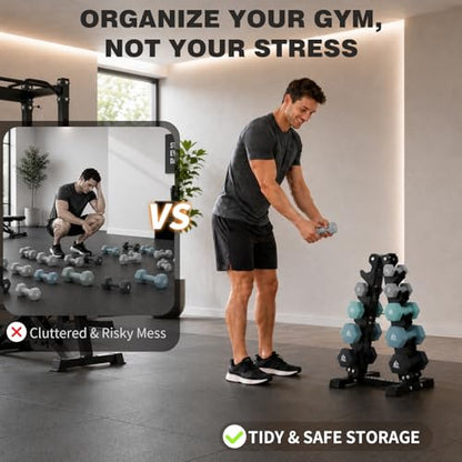 LIONSCOOL 5/6 Tier A-Frame Dumbbell Rack Stand Only, Heavy Duty Steel Weight Rack for Home Gym, Space-Saving Dumbbell Stand (200/300/600LBS Capacity) - size: 5 Tier 1-20LB