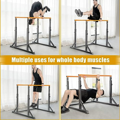 Bongkim Dip Bar, Heavy Duty Dip Station with 7 Height Levels, 800lbs Adjustable Parallel Bars for Tricep Dips Pull-Ups L-Sits Calisthenics Exercises Strength Training for Home Gym Outdoor