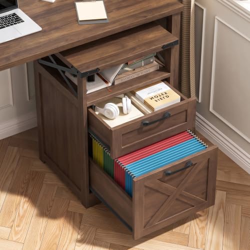 Vabches Office Filing Vertical Cabinet with 2 Drawers, Walnut. - color: Walnut, size: Vertical
