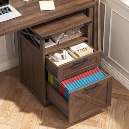 Vabches Office Filing Vertical Cabinet with 2 Drawers, Walnut. - color: Walnut, size: Vertical