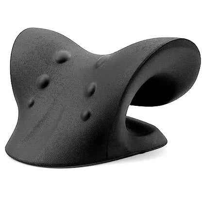 RESTCLOUD Neck and Shoulder Relaxer, Cervical Traction Device for TMJ Pain Relief and Cervical Spine Alignment, Chiropractic Pillow, Neck Stretcher (Black) - color: Dblack