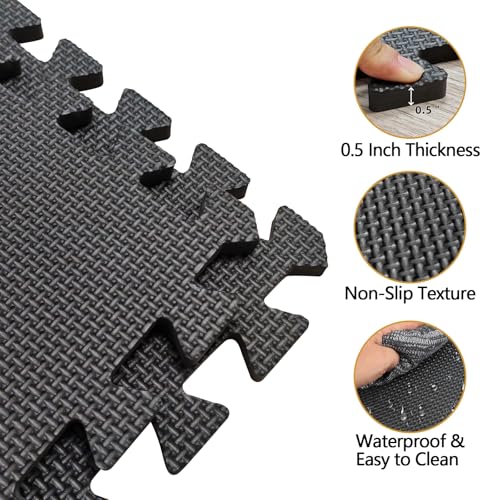 Home Workout 12 "× 12" Interlocking Gym Foam Tiles, 20 Tiles Non-Slip & Noise Reduction Home Gym Flooring Mats, Foam Tiles for Floor, Indoor Fitness Strength Training, Yoga, Easy to Store