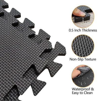 Home Workout 12 "× 12" Interlocking Gym Foam Tiles, 20 Tiles Non-Slip & Noise Reduction Home Gym Flooring Mats, Foam Tiles for Floor, Indoor Fitness Strength Training, Yoga, Easy to Store