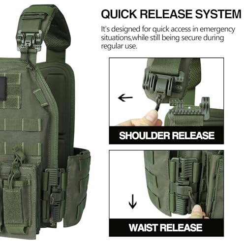 Quick Release Tactical Vest Lightweight Vests Adjustable Tactical Vest for Outdoor Training - color: Green