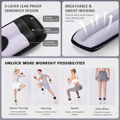 Ankle Wrist Weights for Women & Men One Pair of 1Lb/2Lb Small Size Arm Leg Weight Set with Adjustable Straps for Walking Pilates Exercise Workout Gym Aerobics & Home Fitness,Running,Physical Therapy