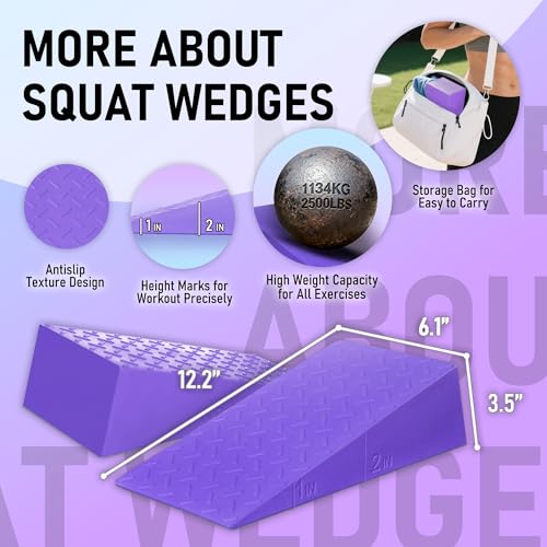 Folaps Squat Wedge Block with Guide for Heel Elevated Squat Weightlifting Slant Board for Squats with Carry Bag to Improve Mobility Balance and Strength Performance