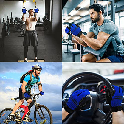 FINGER TEN Workout Gloves Full Finger with Padding 1 Pair - color: Blue, size: X-Large