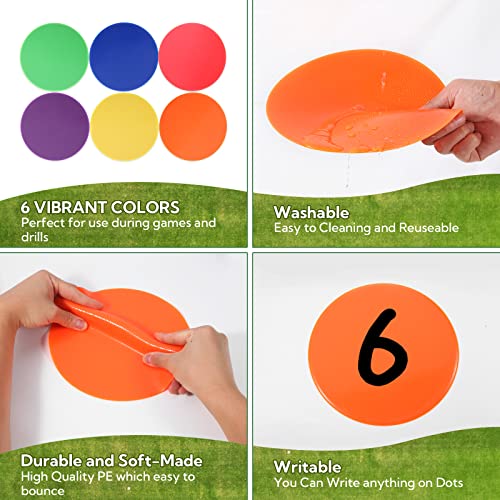 9 Inch Poly Vinyl Spot Markers, Non Slip Rubber Agility Markers Flat Field Cones Floor Dots,for Exercise Drills, Sports, Games, Speed Agility Training -30 Pcs