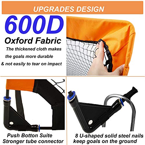 Poray Portable Soccer Goal Pop Up Soccer Net for Kids and Adults with 210D Oxford Fabric & Extra Stakes,Birthday Gift & Fun for Backyard and Soccer Training